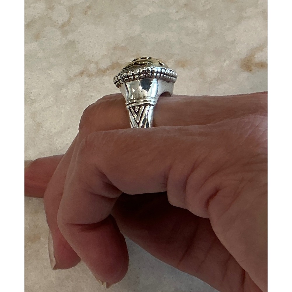 John Hardy 925 Sterling Silver 18K Gold 925 Silver Oval Ring Size 6.5 - Picture 9 of 10